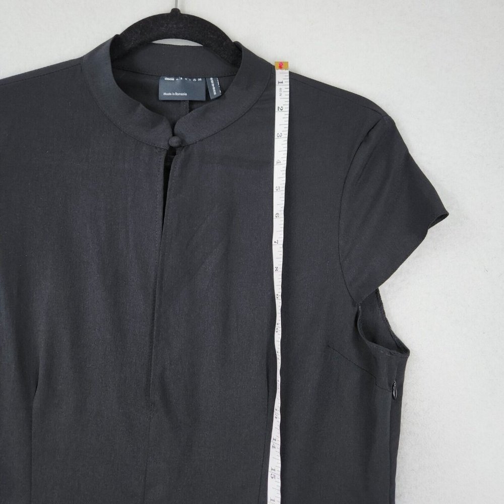 ASOS Dress Womens 10 Black Design A Line Keyhole Front Midi Tea High Neck NEW - Picture 9 of 15